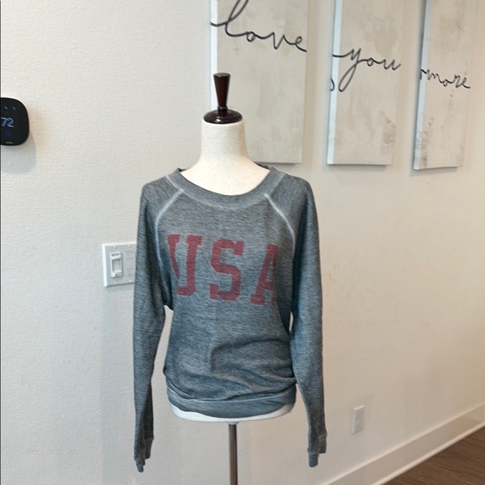 Wildfox Gray Sweatshirt with Red USA Graphic - Women